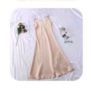Light champagne satin midi dress